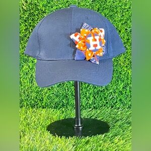New Women’s Houston Astros Cap with Handmade Flower Accent Adjustable